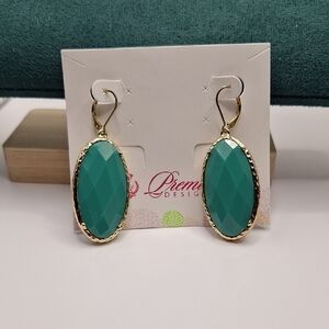 Premier Designs Teal And Blue Faceted Drop Earrings – Gold Tone – NWT